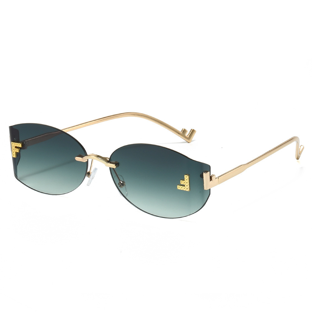 New Style Red Frameless With Cut Edges Letter F, European And American Fashion Trend, High-End Women's Stylish Sunglasses - view 3
