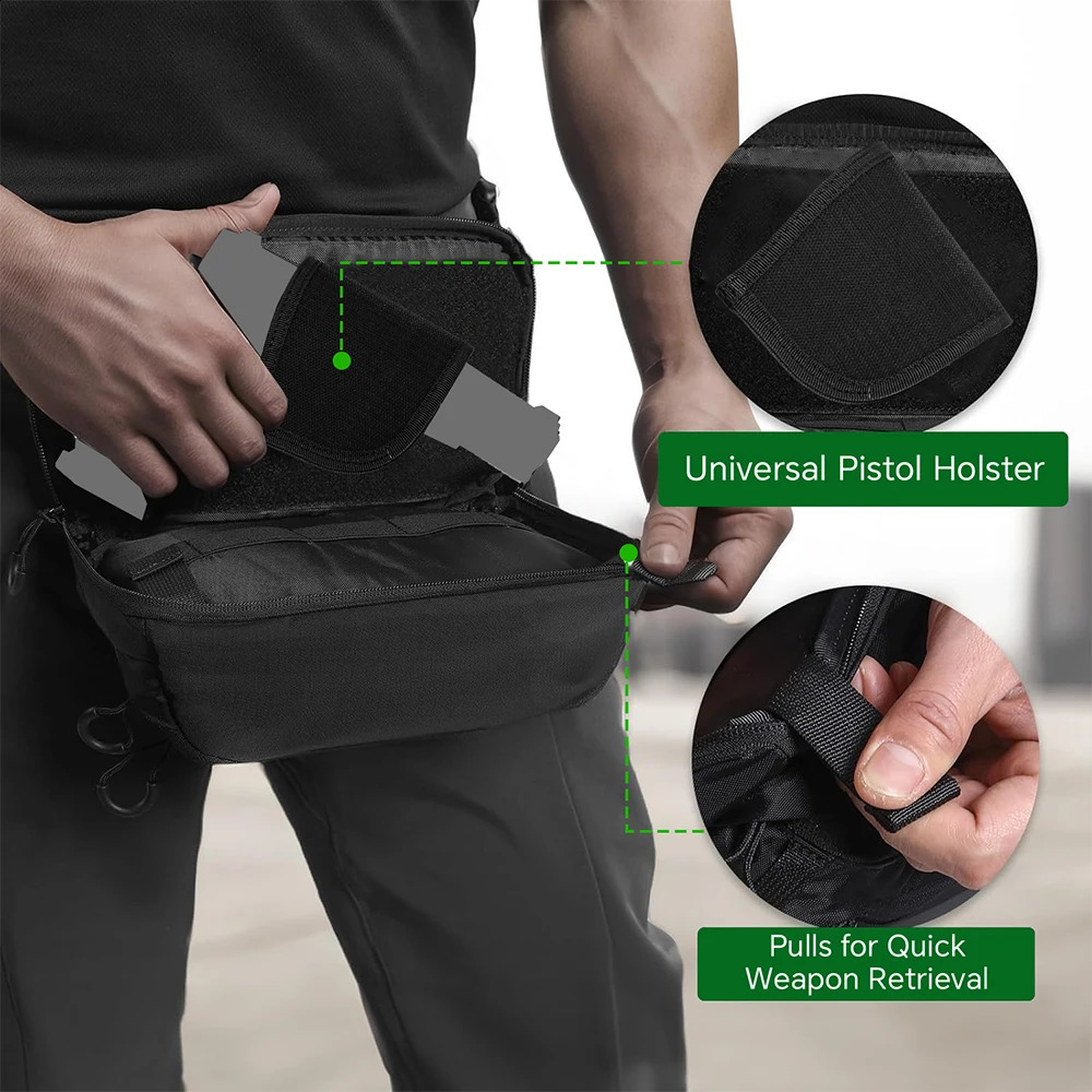 Tactical Waist Bag Concealed Carry Gun Bag Quick Access Handgun Bag Adjustable Waist Belt Fanny Pack with Gun Holster Outdoor 260626 - view 4