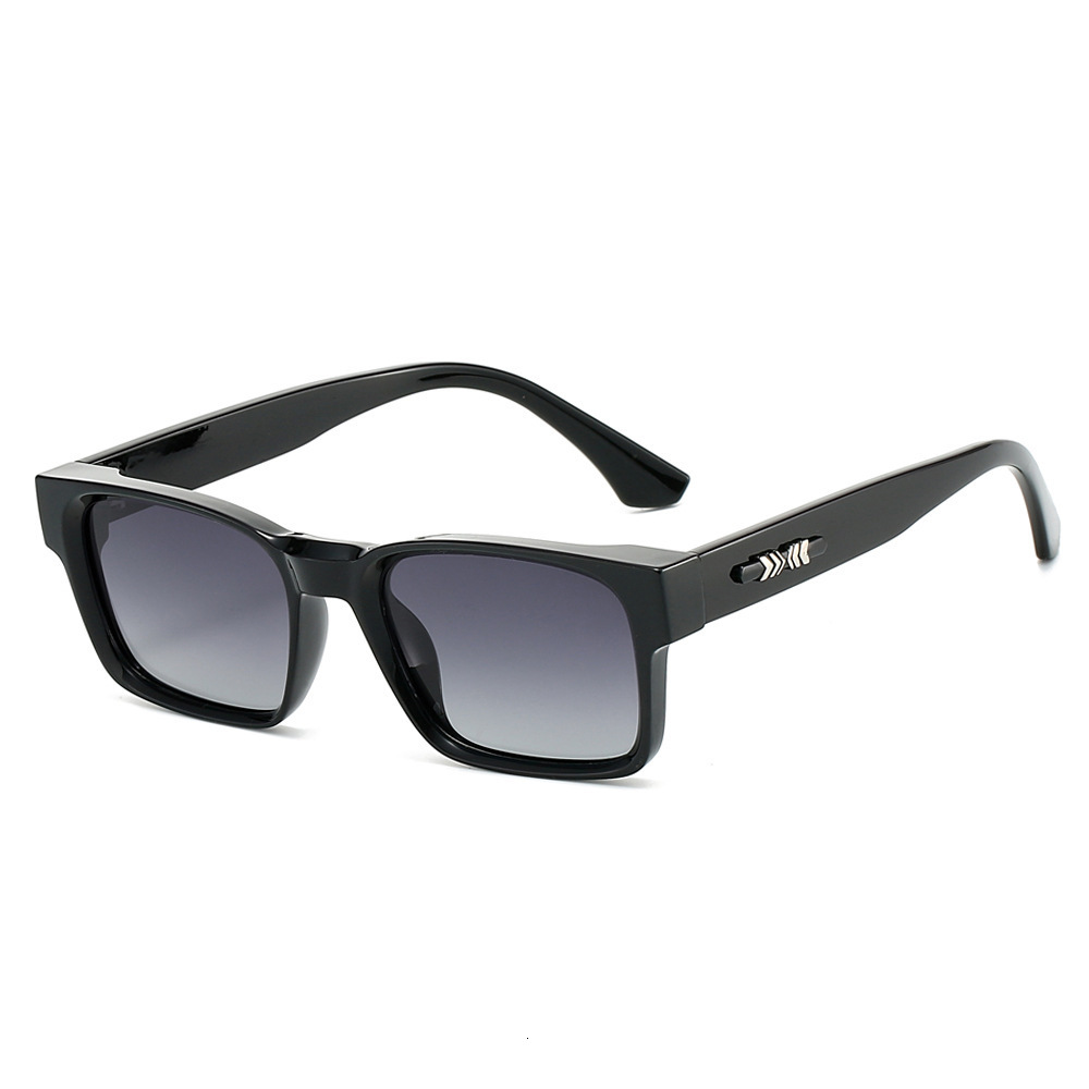 New Polarized Sunglasses With Pin Design, European American Fashion Square Sunglasses, Simple Sun Protection Eyewear For Men And Women - view 3