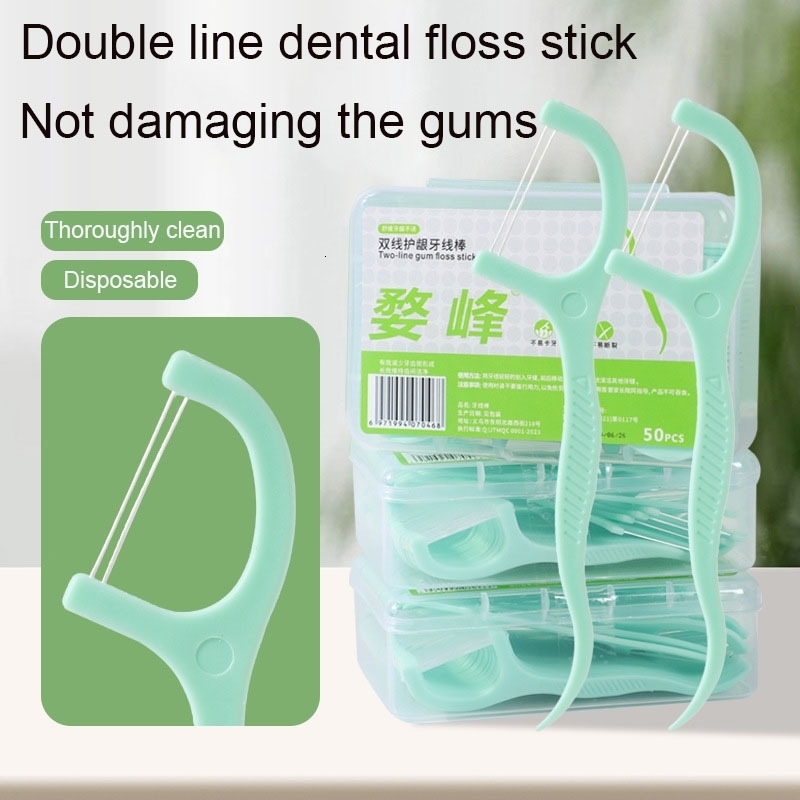 Double Line Dental Floss Mint Disposable Bow n Portable Oral Cleaning Toothpick Pick Carryon Adult Teeth Care y260615