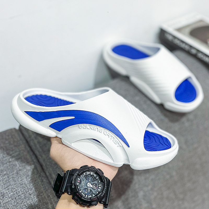 Men Two-tone Sport Slides Hollow Cutout Platform Slippers Soft EVA Thick Cushion Anti Slip Open Toe Shower Beach Casual Sandals - view 4