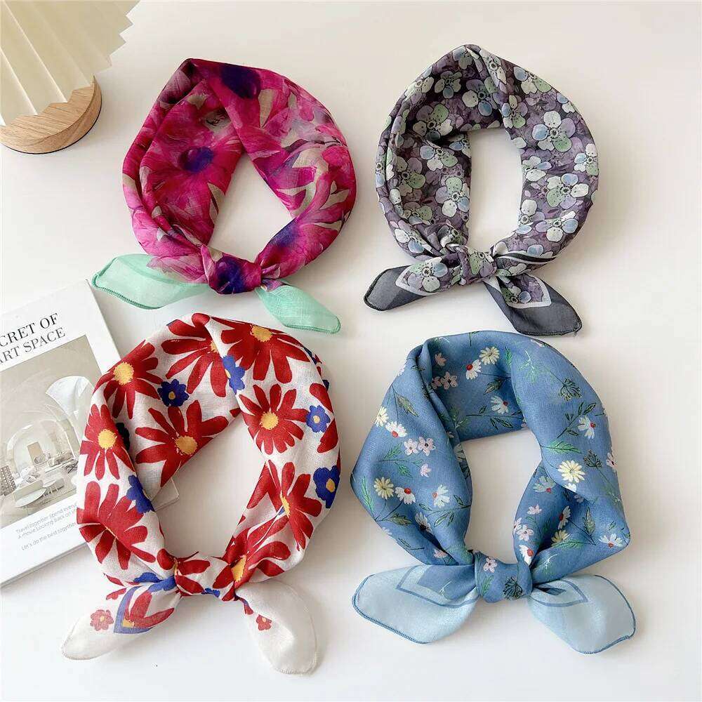 Cotton Handkerchief Women Scarfs Small Bandana Head Neck Scarves Female 53x53CM Print Headband Cute Hair Scarf For Ladies 26Y06226 - view 3