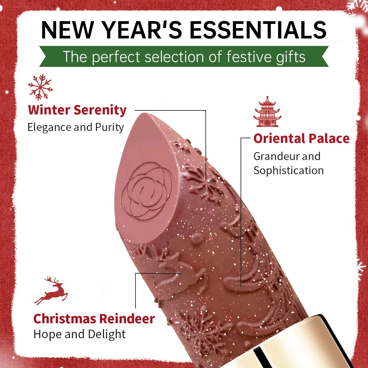CATKIN Christmas limited Years lipstick for lips CATKIN izing with golden glosses tone CP170 Crimson pink 36 g 260626 - view 5
