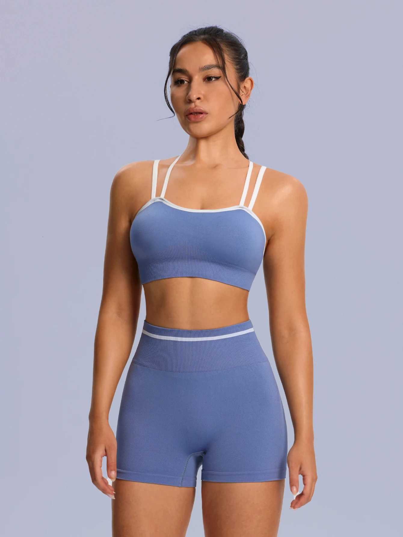 Women 2PCS Yoga Push Set Up Bra Shorts Yoga Set Tracksuit Workout Overalls Fitness Gym Sport Outfit Tummy Control Sportswear New M260626 - view 6