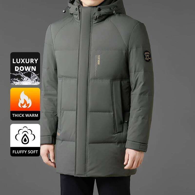 High End Long White Duck Casual Hooded Fashion Men Down Jacket Longline Winter Warm Designer Parkas Puffer Feather Coats W260626 - view 6