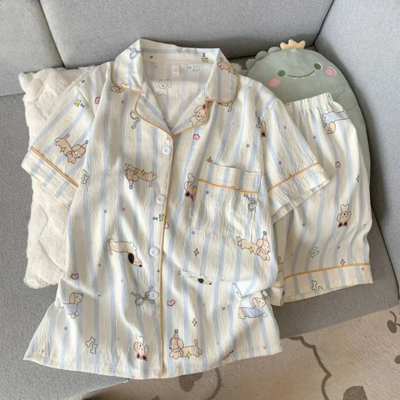 2 Summer shortsleeve cloud cotton pajama set for women comfortable and trendy shorts that can be worn outside home wear 260625 - view 5