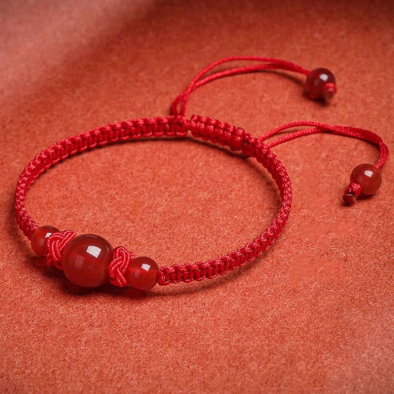 To Bring Good Luck In The Year Of Red String Natural Agate Bracelet Couple Knitted Hand Rope 260617 - view 3