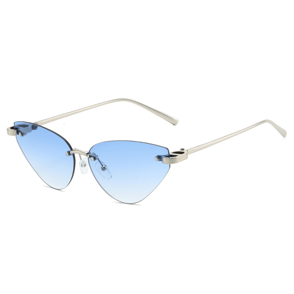 2026 New Model Triangular Cat-Eye Rimless Cut-Edge Fashionable European And American Style Personalized Sunglasses - view 3