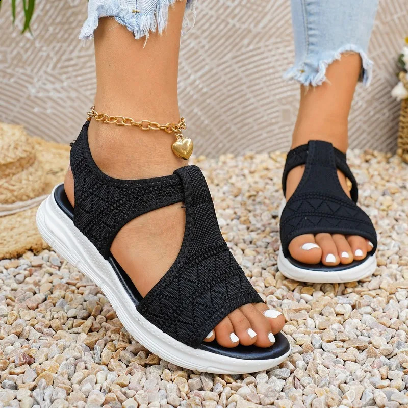 Fashion Women Sandals 2026 Summer Solid Color Simple Round Toe Flat Bottom Female Shoes Comfort Casual Lightweight 260626 - view 6