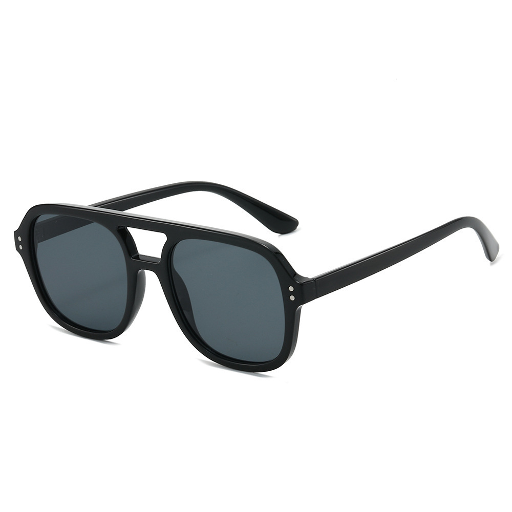 2026 New Fashion Sunglasses With Double Bridge, European And American Retro Simple Square Large Frame Glasses - view 6