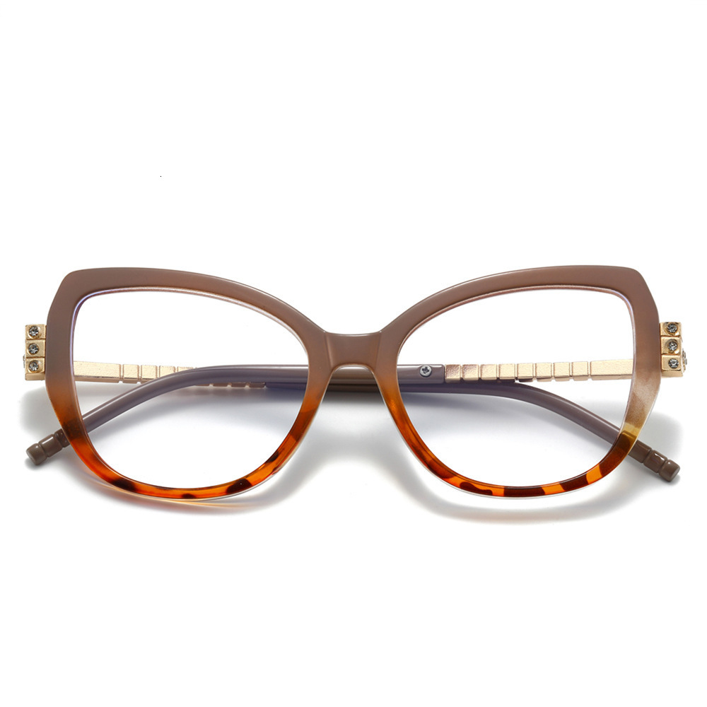 2026 New Cat-Eye European And American Style, Large Frame, Fashionable PC Metal Chain, Export Flat Lens Glasses - view 6