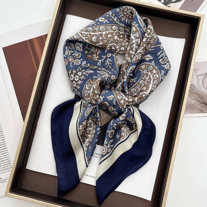 Fashion Bohemian Style Floral Print Womens Square Silk Scarf Satin Head Wrap Tropical Leaf Flower Design Scarves Bandana Hijab 26Y06226 - view 4