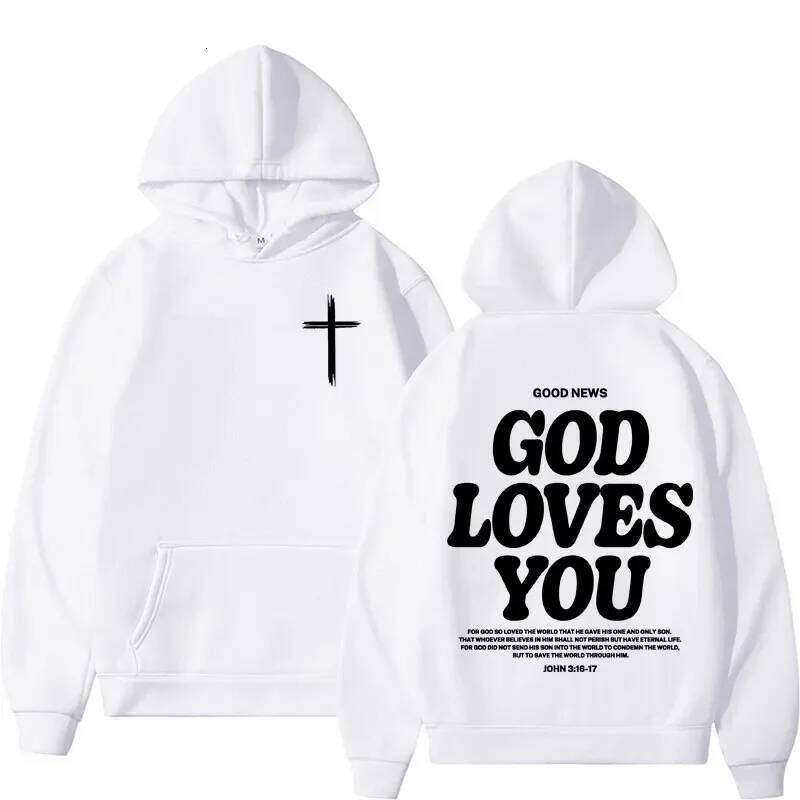 new2026Harajuku Aesthetic Christian Jesus Church Bible Verse God Loves You Hooded Men's Women Vintage Sweatshirts Streetwear Y2K W260626 - view 7