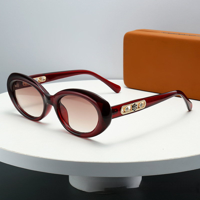 2026 Designer's New Elliptical Personalized Trendy Round Frame Camellia Pearl Decoration Light Luxury Premium Women's Sunglasses Sunshade Su - view 6