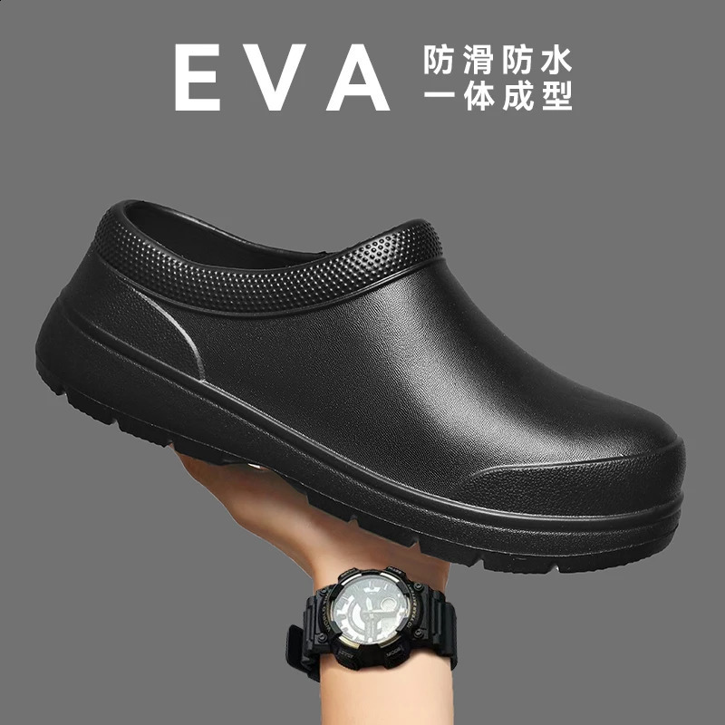 Mens Chef Shoes Anti Slip Oil Resistant Dirt Resistant Shoes Kitchen Work Shoes Quick Dry Rain Shoes Large Size Breath Clogs 260626 - view 6