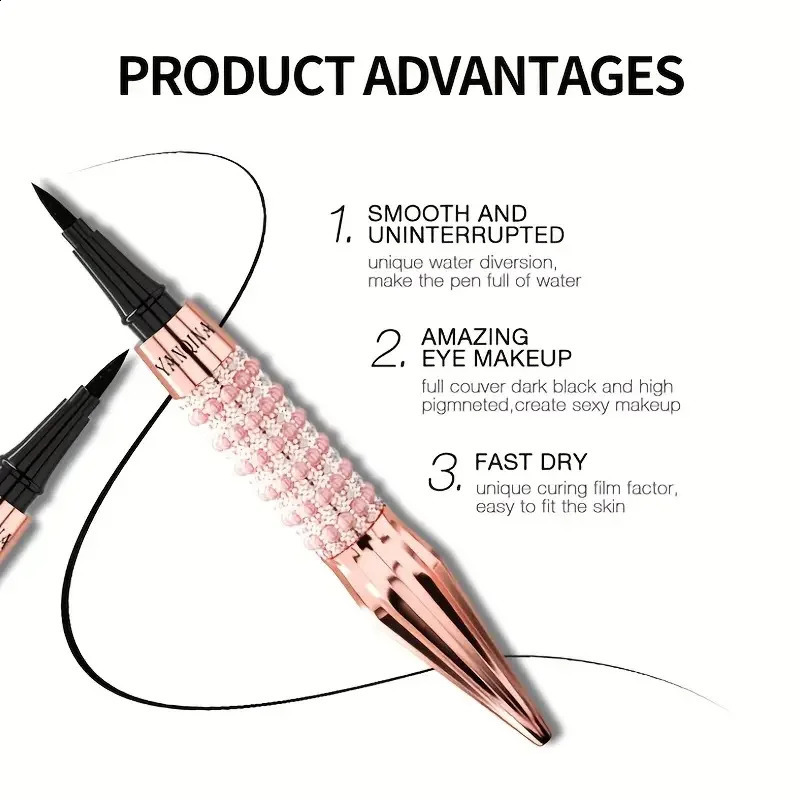 Precision Black Liquid EyelinerEyeliner with RhinestonesLong-Lasting Waterproof and Sweat-ProofQuick-Dry Eyeliner Eye Makeup 260626 - view 6