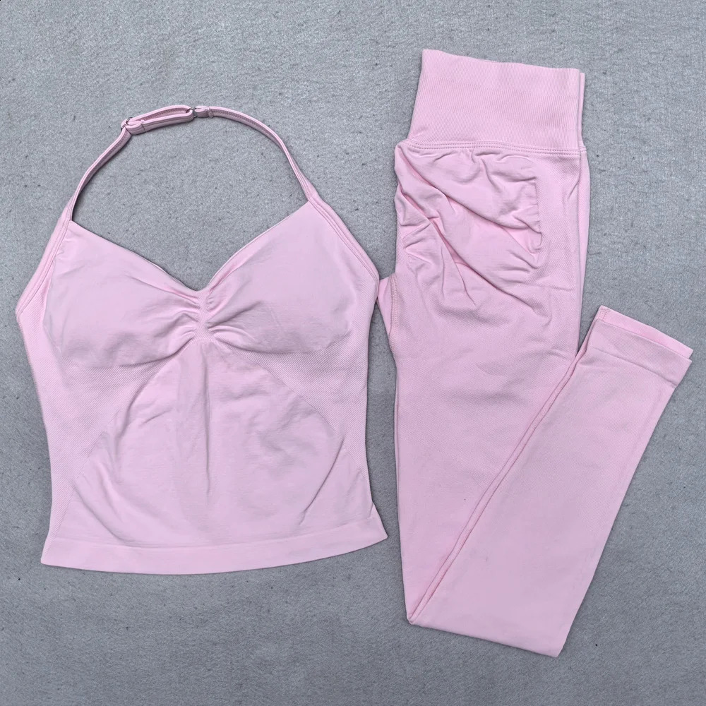 Seamless Yoga Set Women Gym Clothing Scrunch Bum Legging Padded Tank Top Workout Outfits Fitness Sportswear Suits 260626 - view 4