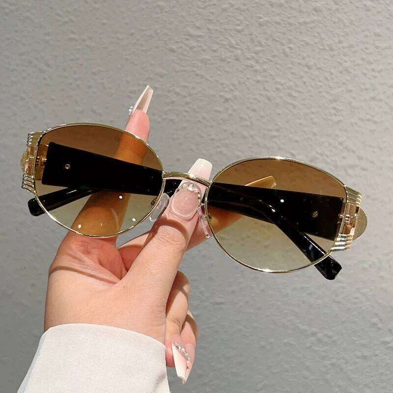 KAMMPT Retro Oval Sunglasses Women 2025 Stylish Gradient Multi-color Decor Sun Glasses Trendy Luxury Brand Design Casual Shades 26Y0626 - view 4