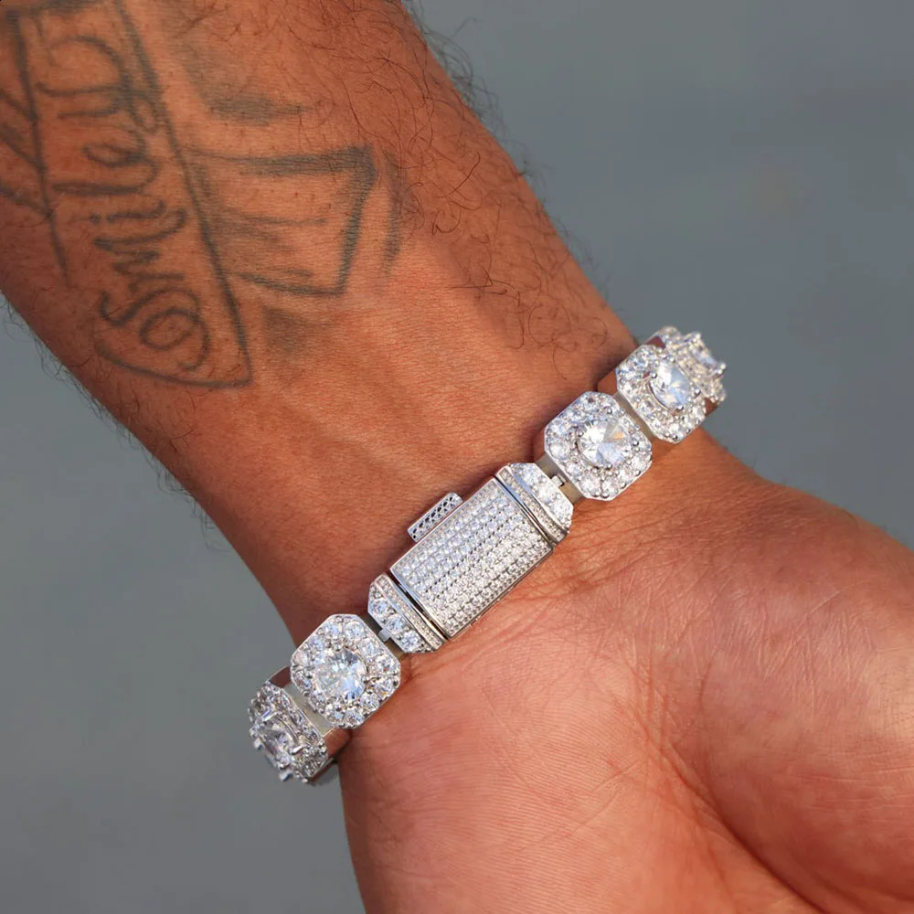 Valentine Day Cluster Tennis Bracelet Hip Hop Jewelry Sparkle 5A CZ Diamond 10/12mm Rock Sugar Tennis Bracelet Gift 260626 - view 7