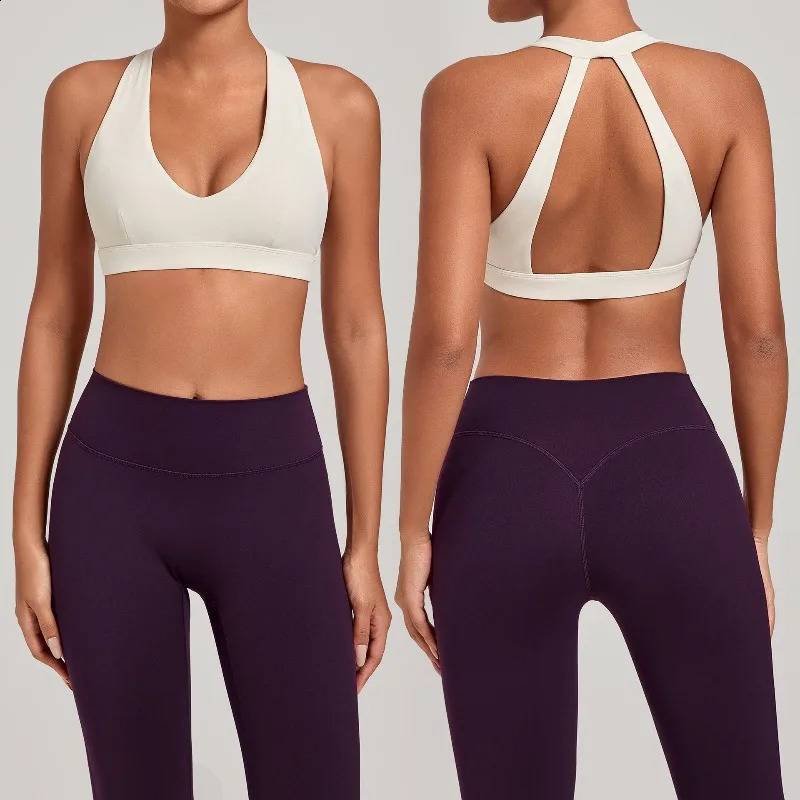 samless womens gym workout sports bras Gathering Anti-Shake Halter Strap Yoga Bra Tight Outdoor Sports Running Fitness Top 260626 - view 4