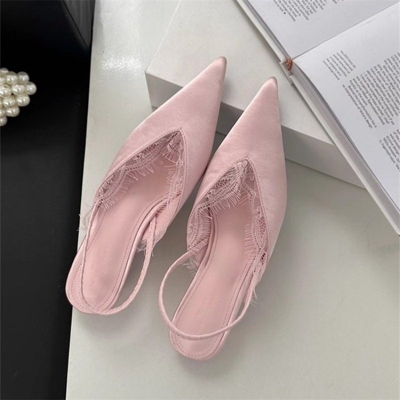 Shoes Female Closed Toe Womens Sandals Fashion Dress Sandals Women Pointed Toe Slip on Low Heel Lace Shoes Women 260625