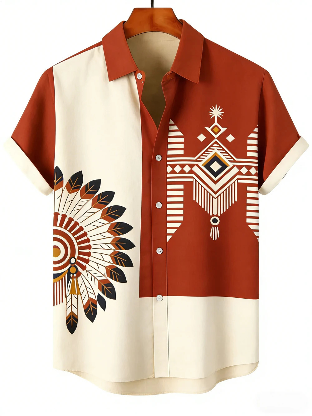 2026 Mens Summer Retro Linen Short Sleeve Lapel Shirt Indian Pattern 3D Print Hawaiian Outdoor Casual Clothes Tops 260626 - view 3