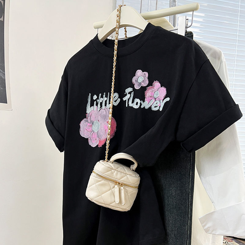 Gray Short Sleeve T Shirt With American Retro Floral Print Women S Summer Design Niche Style Loose Fit Top - view 6