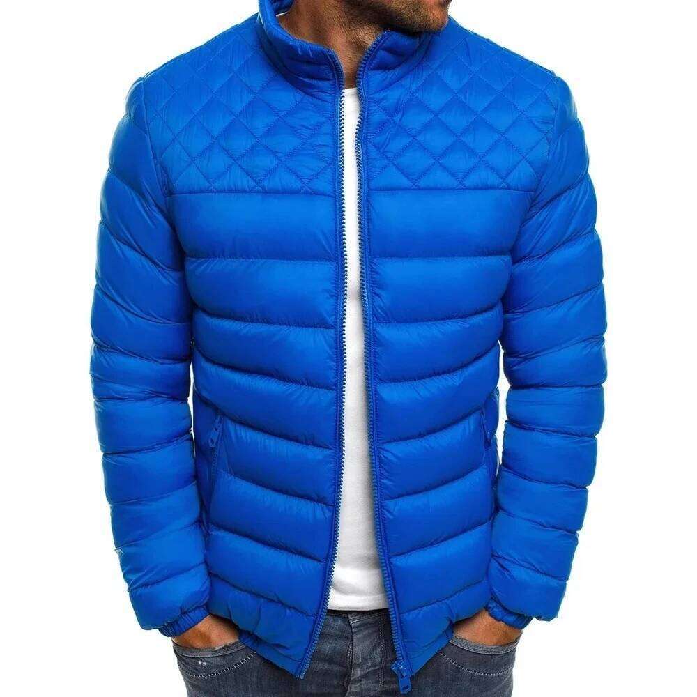 Winter Solid Color Casual Men's Thin Chain Skiing Thick Street Clothing Fashion Zipper Warm Jacket J260626 - view 1