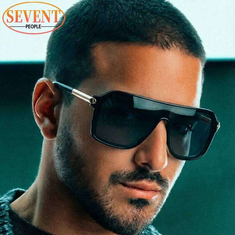 Vintage Oversized One-Piece Shield Sunglasses Men 2026 Luxury Brand Metal Frame Outdoor Sun Glasses For Male Trendy Shades 26Y0626