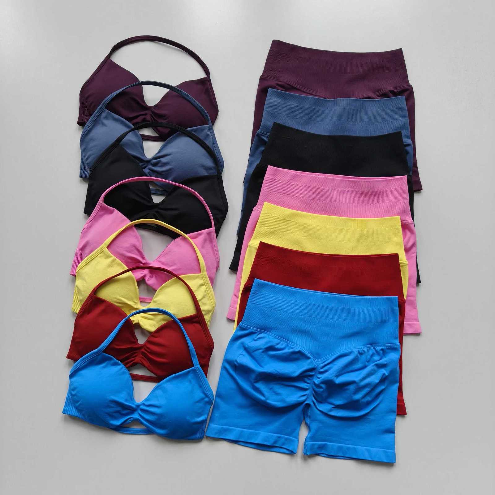 High-Waist Yoga Set Sportswear Womens Quick-Dry Breathable Backless Bra Gym Shorts for Summer Training Lifted Hip Sports Suit M260626 - view 4