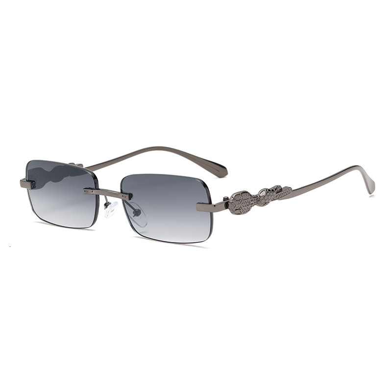 New European And American Style Square Frameless Cut-Edge Sunglasses, Fashion Street Style, High-End Metal UV Protection Sunglasses - view 5