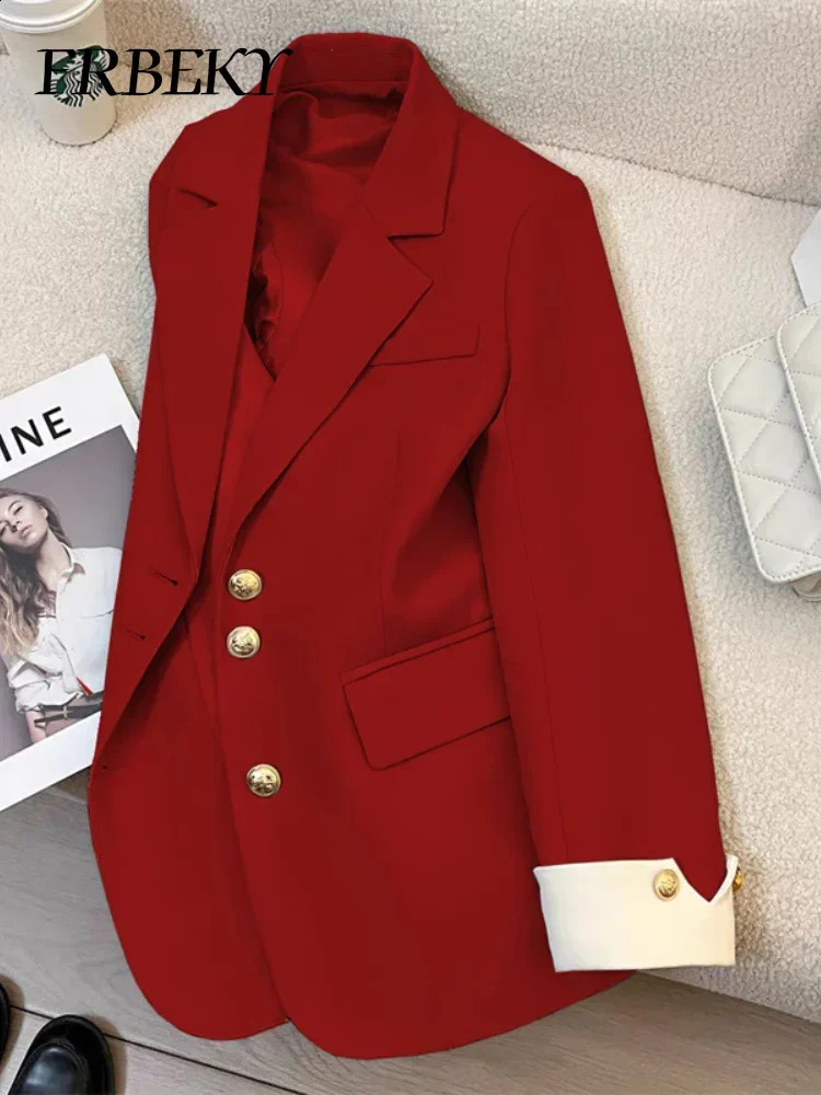 Blazer Woman Korean Fashion Spring Autumn Solid Color Suit Jacket Leisure Temperament Senior Sense of Ladies Streetwear 260626 - view 7