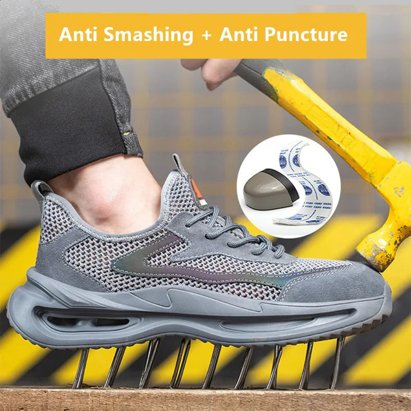 summer breathable work shoes with iron toe anti puncture security sneakers for men antislip Lightweight safety 260626 - view 3