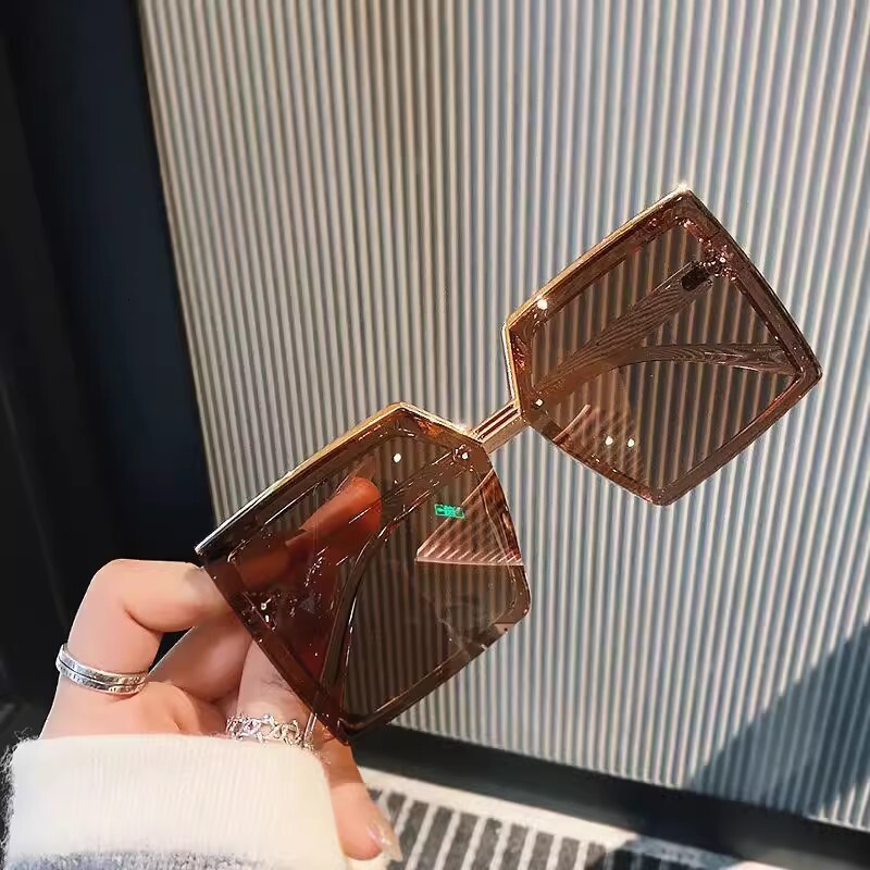 Square Sunglasses For Women 2024 New Model, Slimming Effect Large Faces, Frame Sunglasses, UV Protection, Street Style, Unique Frameless Glasses - view 8
