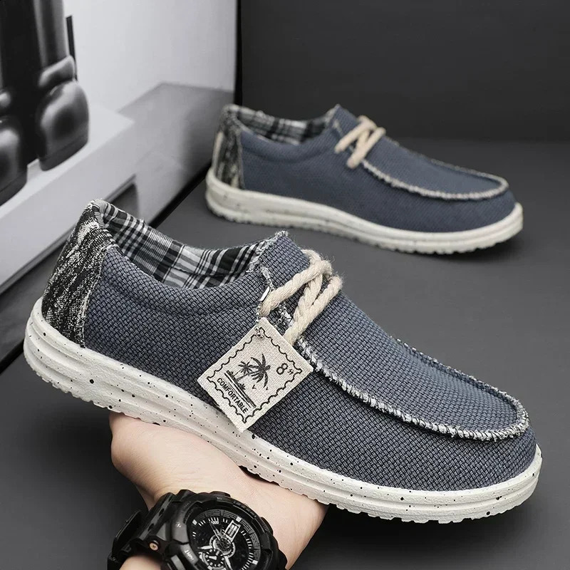 Mens Canvas Shoes Summer Lightweight Breathable Soft Slip on Casual Shoes Fashion Beach Vacation Loafers Men Footwear 260626 - view 4