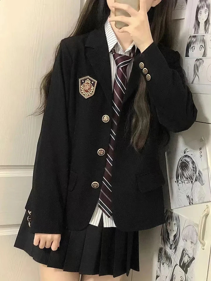 Japanese Jk Uniform Blazers Women Harajuku Epaulet Sweet Preppy Fashion Suit Jacket Fall Student Casual Button 3D Decorate Coats 260626 - view 3