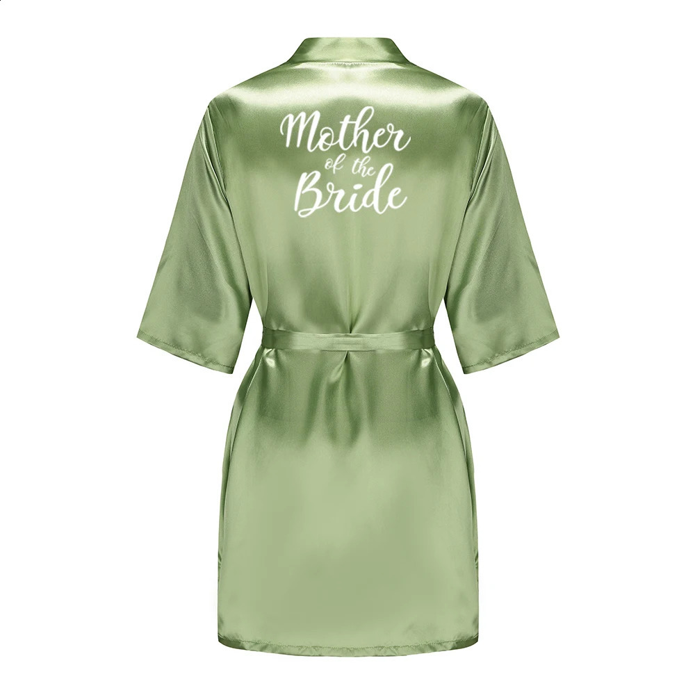 Satin Silk Robes Plus Size Wedding Bathrobe Bride Bridesmaid Mother Maid of Honor Gown Women Clothing Sleepwear Sage Green 260625 - view 5