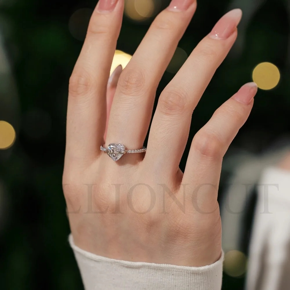 925 Sterling Silver Romantic Heart Bow Ring Delicate Shining Inlaid n Sweet y Engagement Ring for Women Jewelry 260625 - view 4
