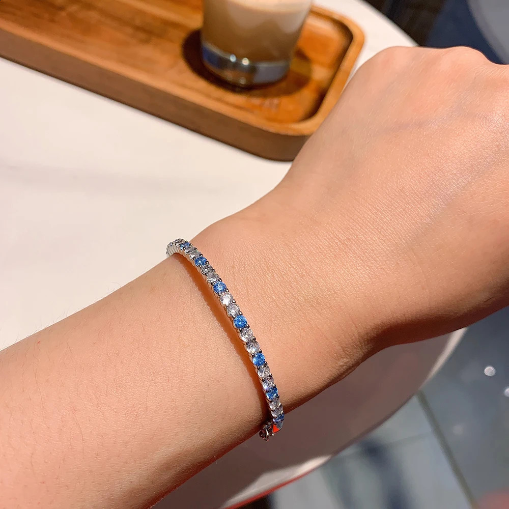 Trend Wedding Bangles for Women y Aquamarine Sapphire High Carbon Diamond Bracelets Fine Jewelry Accessories 16-17cm 260626 - view 5
