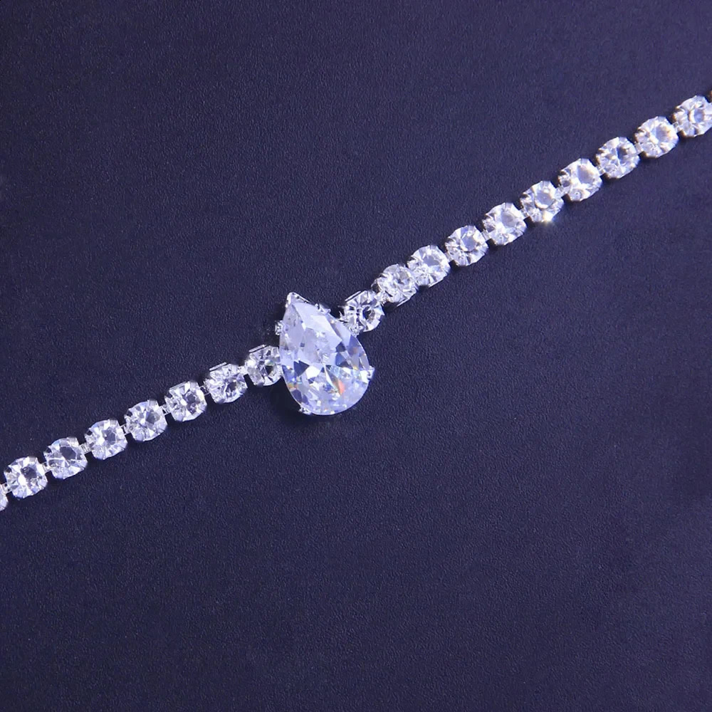 Fashion Water Drop Rhinestone Necklace Choker Accessories for Women Simple Crystal Collar Chain Choker Bridal Wedding Jewelry 260624 - view 5