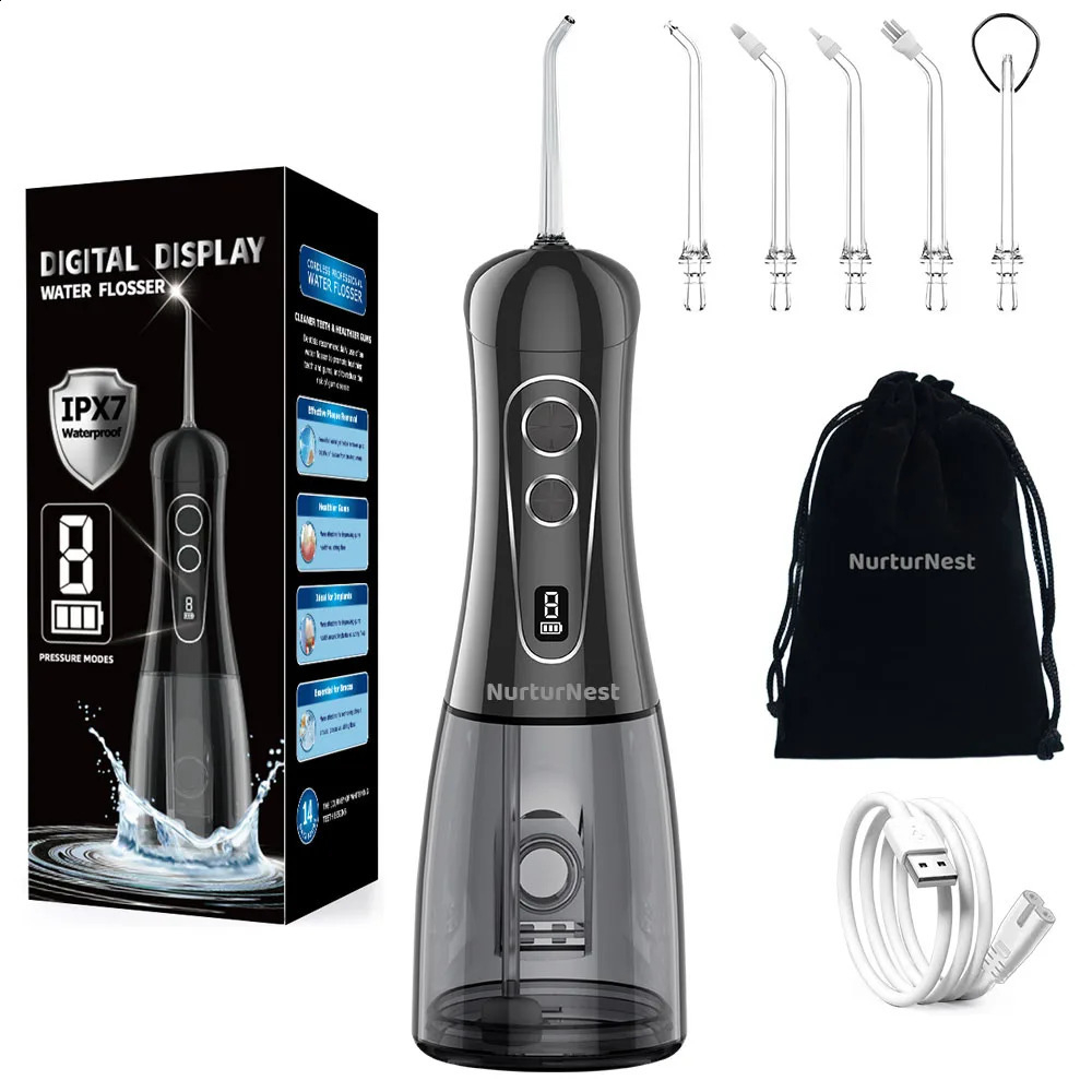 Oral Irrigator Portable Dental Water Flosser Rechargeable Jet Floss Tooth Pick 5 Tips 8 Modes large capacity 400ml 260626 - view 1