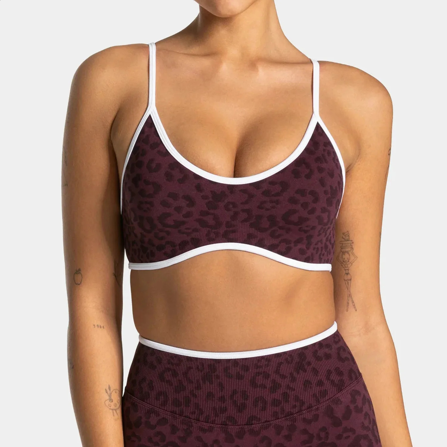 Womens Leopard Print Yoga Top Bottoms Separate Racerback Sports Bra High Waisted Leggings Shorts Breathable Stretchy Gym 260626 - view 7
