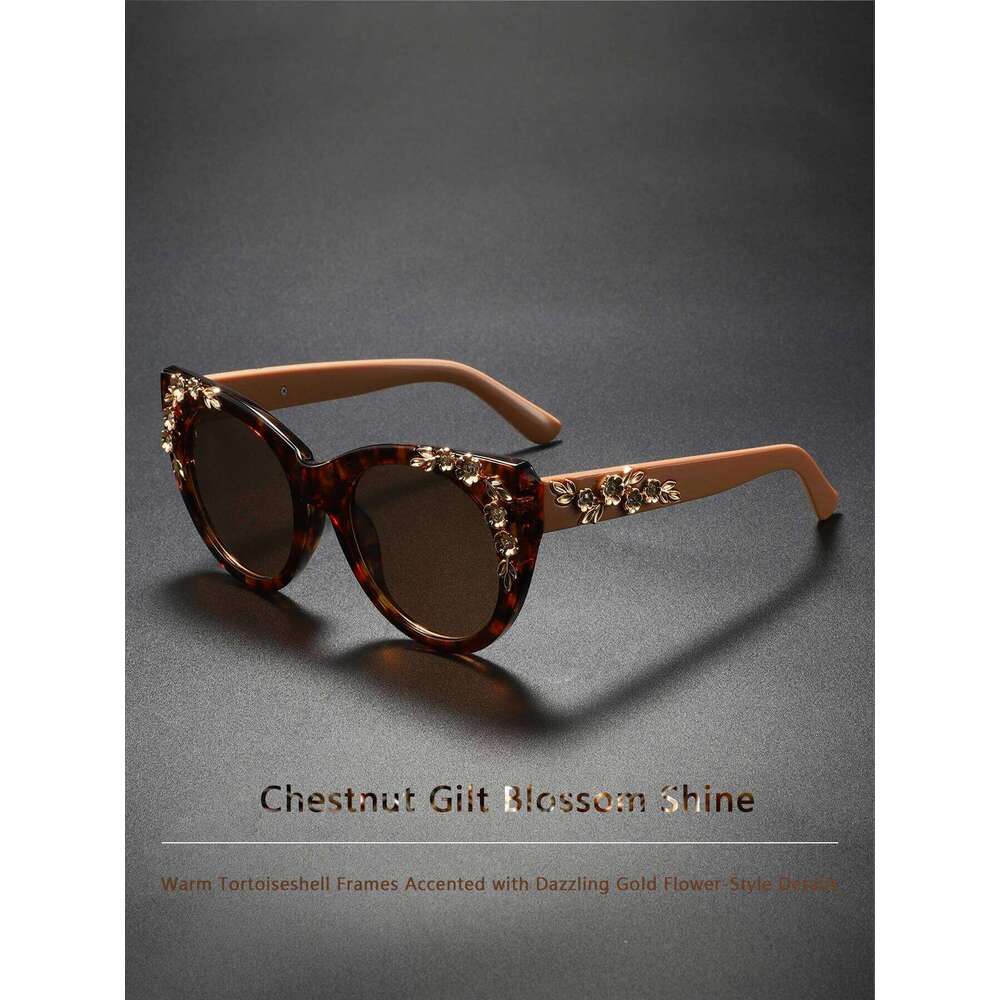 Vintage Tortoiseshell Cat Eye Sunglasses, Rhinestone Decor, Fashion Personalized Sun Glasses, Stylish Unisex Eyewear 26Y0626