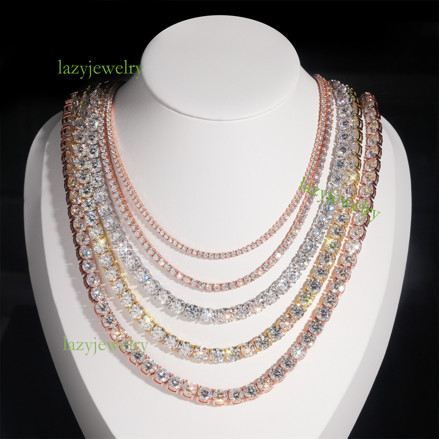 Brilliant VVS Moissanite diamond set tennis necklace high fashion jewelry 6mms925 silver ice crystal chain bracelet - view 3