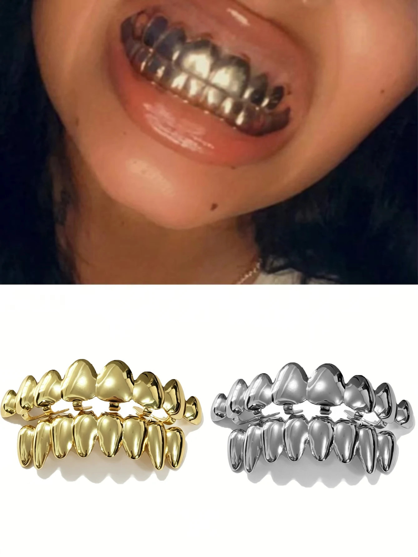 Hip-Hop Irregular Eight-Teeth Dental Braces Grillzs Are Suitable For Both Men And Women As A Shiny Gold Tooth Accessory Item 260626