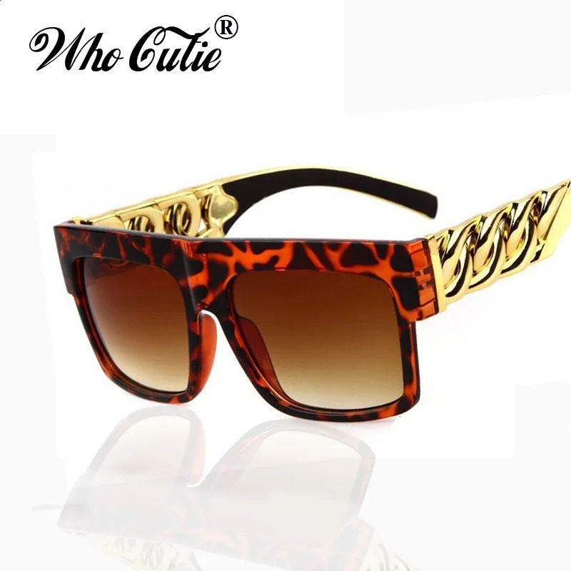 WHO CUTIE Square Sunglasses Men Women 2025 ner Beyonce Celebrity Hip Hop Flat Top Retro Gold Frame Sun Glasses Shades 260626 - view 7