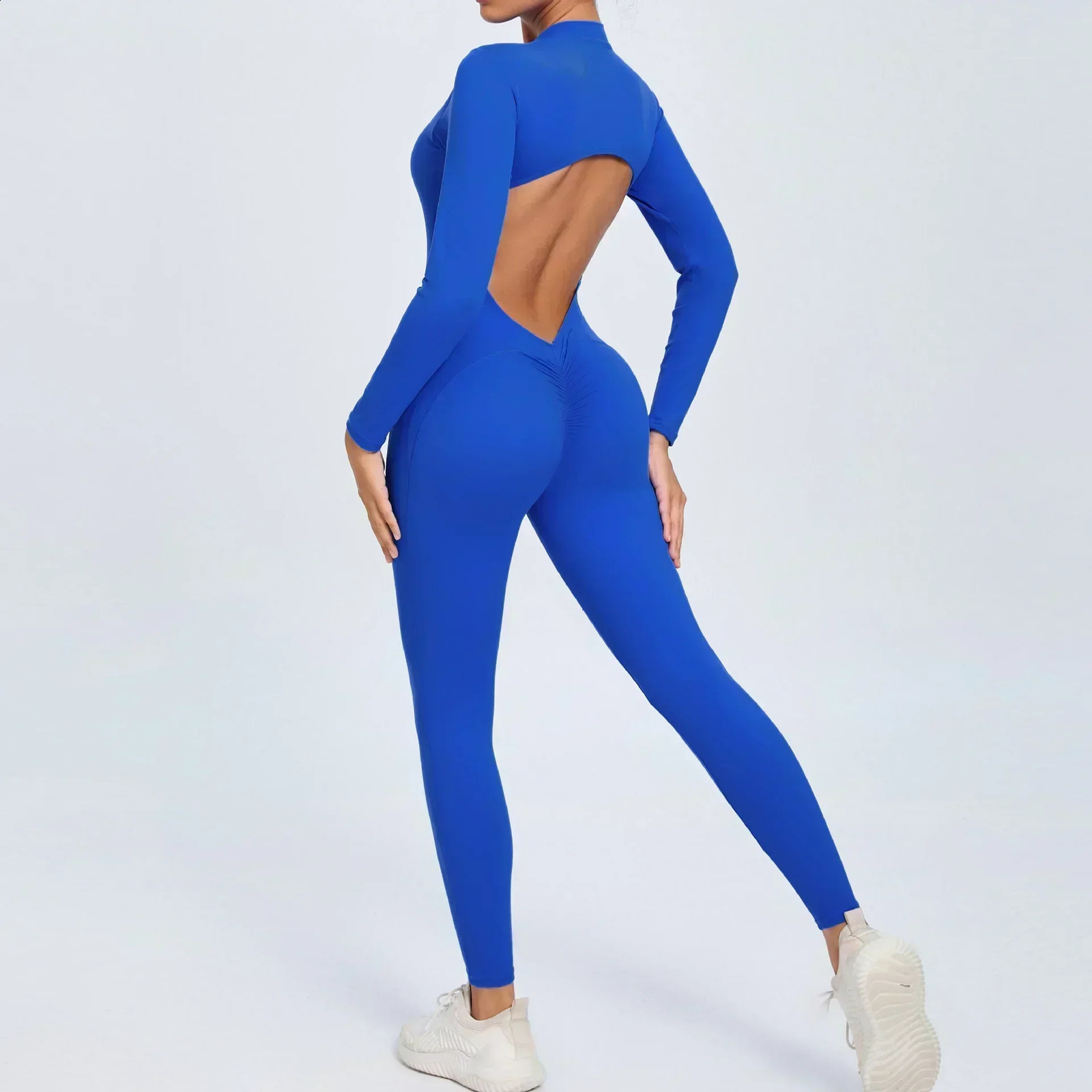 Seamless Yoga Zipper Jumpsuits Sports Fitness Beauty Back Hip-Lifting Long-Sleeved One-Piece Workout Gym Bodysuits for Women 260626 - view 3