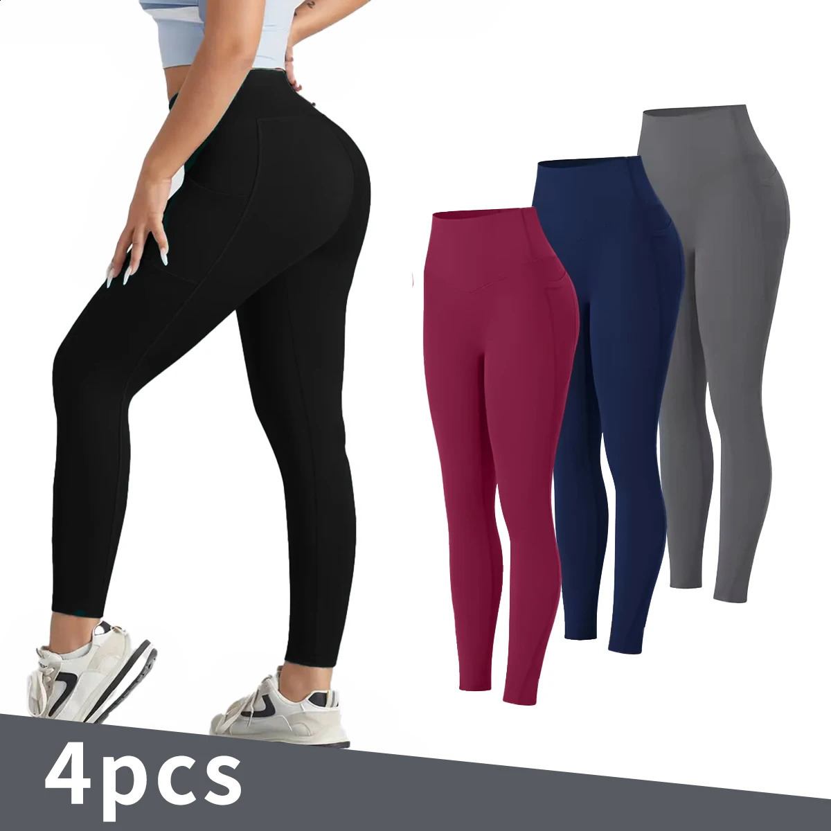 4pcs WomenS Workout Set HighWaisted Long Thick Leggings with Fleece for Fitness And Running Compression Pants Ideal Ou 260625