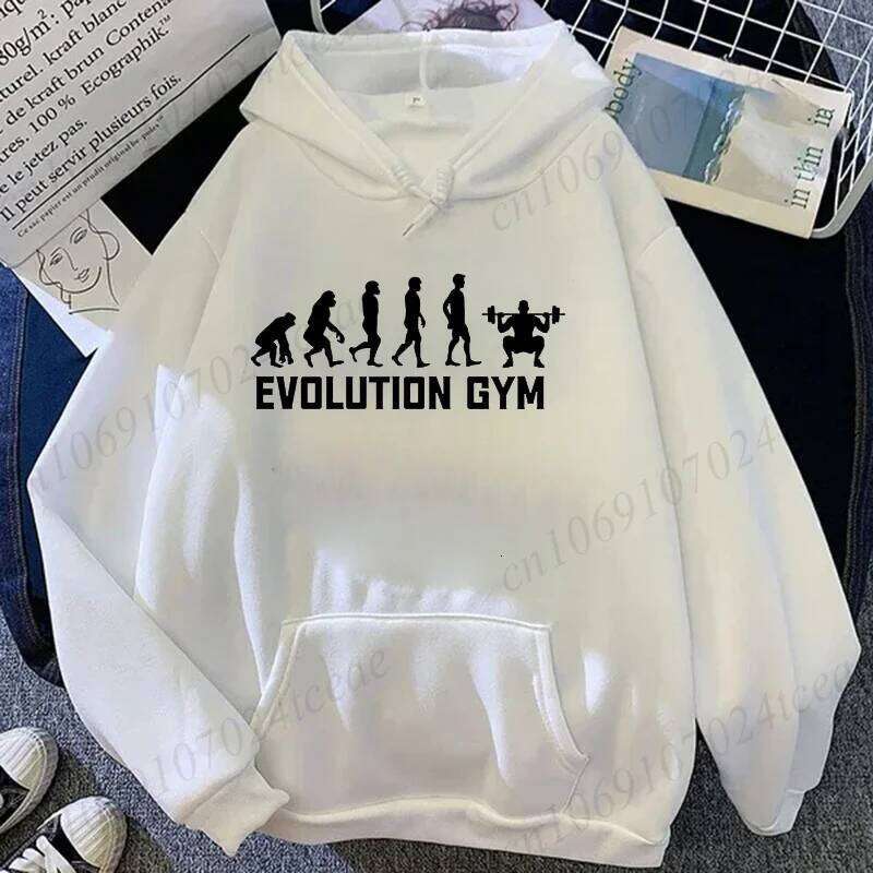 Funny Gym Graphic Sportwear Personalized Men Women Human Evolution Novelty Sweatshirt Fashion Hooded Hoodies W260626 - view 4