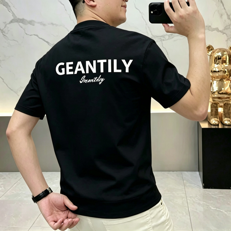 Summer New Style Young Men's Short-Sleeve T-Shirt, Fashionable, Casual, Versatile, Trendy Print, Slim-Fit, Lightweight Half-Sleeve Top - view 4